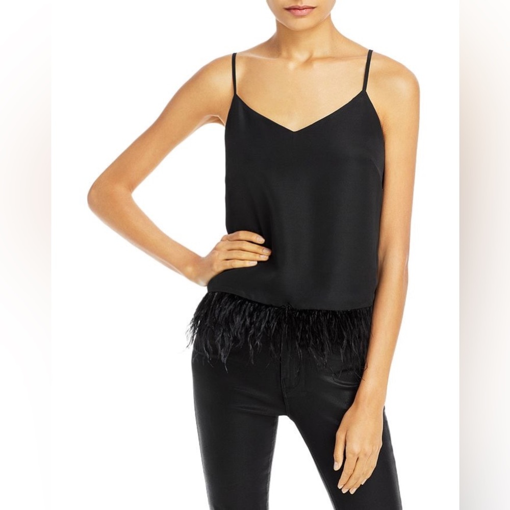 Aqua Feather Trim Camisole Black